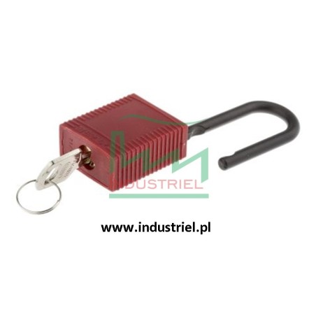 Kłódka Lockout BRADY 813594, czerwona, z nylonowym kabłąkiem 38mm