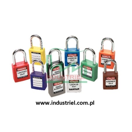 Kłódka lockout BRADY 051339, czerwona, ze stalowym kabłąkiem 38mm