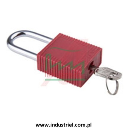 Kłódka lockout BRADY 051339, czerwona, ze stalowym kabłąkiem 38mm