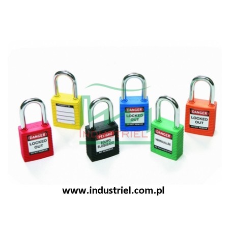 Kłódka lockout BRADY 051339, czerwona, ze stalowym kabłąkiem 38mm