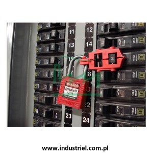 Kłódka lockout BRADY 051339, czerwona, ze stalowym kabłąkiem 38mm
