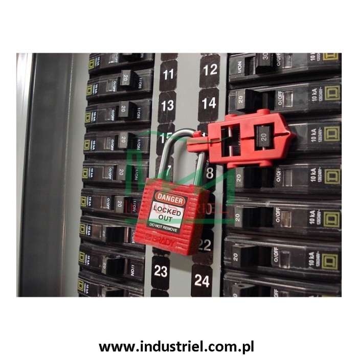 Kłódka lockout BRADY 051339, czerwona, ze stalowym kabłąkiem 38mm