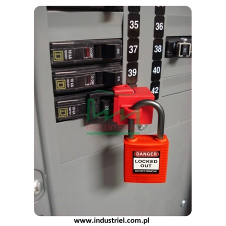 Kłódka lockout BRADY 051339, czerwona, ze stalowym kabłąkiem 38mm