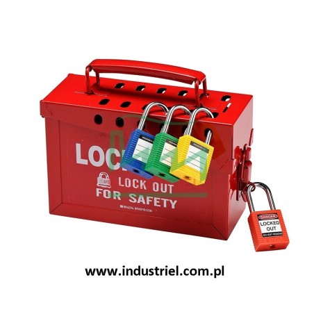 Kłódka lockout BRADY 051339, czerwona, ze stalowym kabłąkiem 38mm