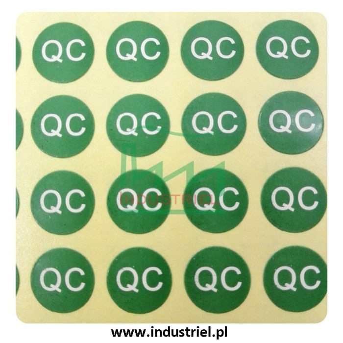Etykiety kontroli jakości Ø10mm zielone QC PASS 315szt.