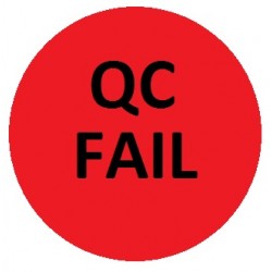 Etykiety kontroli jakości Ø10mm czerwone QC FAIL 315szt.