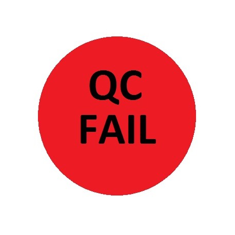 Etykiety kontroli jakości Ø10mm czerwone QC FAIL 315szt.