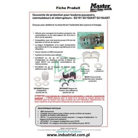 Blokada Lockout na przyciski sterownicze, stacyjki, grzybki bezpieczeństwa Masterlock S2151