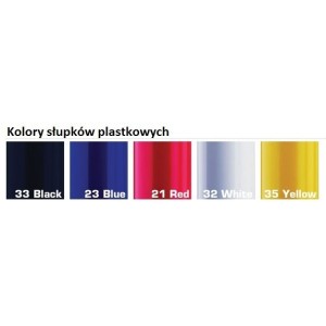 Słupek plastikowy Heavy Duty z rozciąganą taśmą 3,65m, zapięciem standardowym, podstawa upcv
