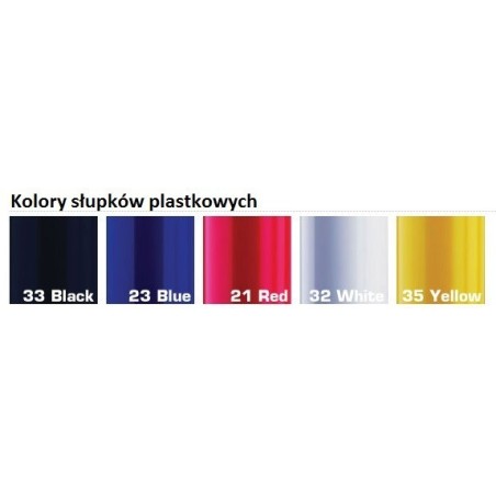 Słupek plastikowy Heavy Duty z rozciąganą taśmą 3,65m, zapięciem standardowym, podstawa upcv