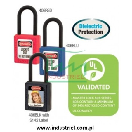 Kłódka Lockout Masterlock 406 z nylonowym kabłąkiem 38mm