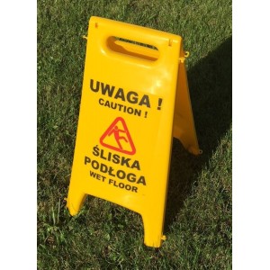 Tablica potykacz Uwaga śliska podłoga Caution wet floor