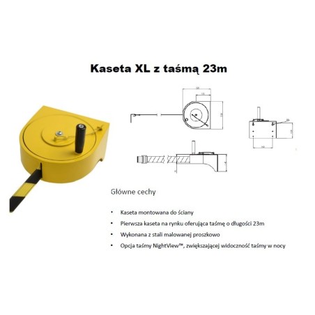Kaseta naścienna XL z taśmą rozciąganą do 23m