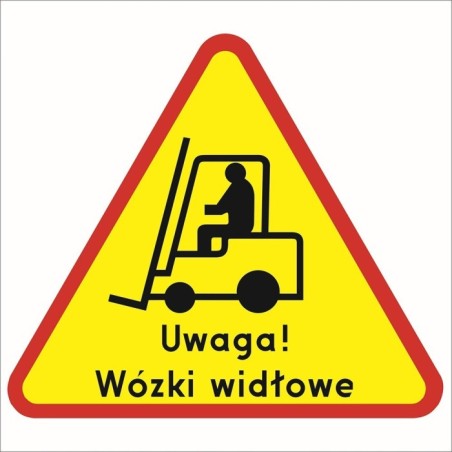 Naklejka podłogowa UWAGA Wózki widłowe.