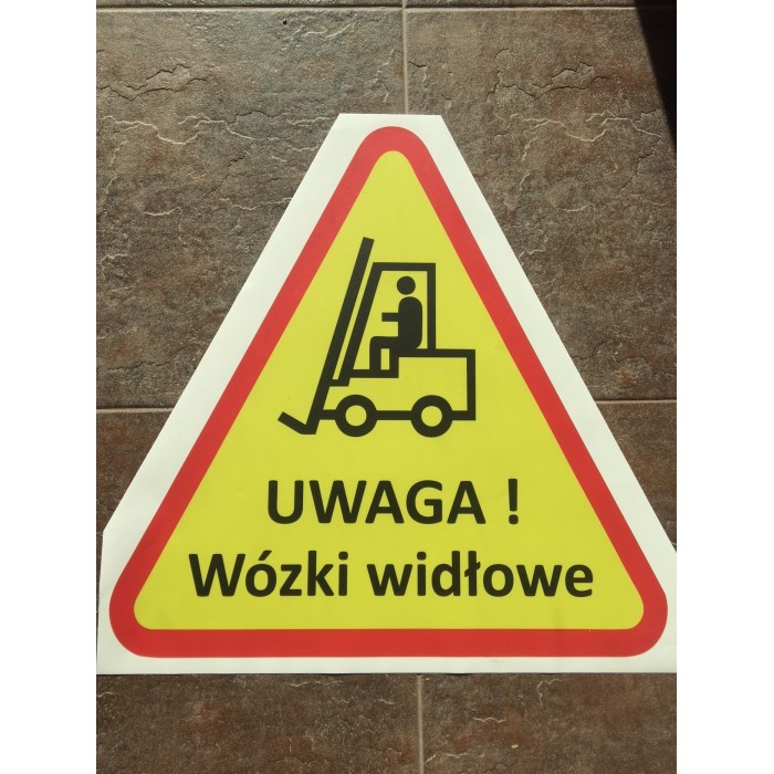 Naklejka podłogowa UWAGA Wózki widłowe.