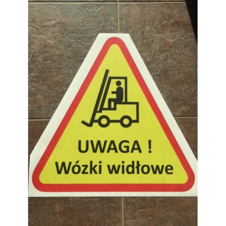 Naklejka podłogowa UWAGA Wózki widłowe.