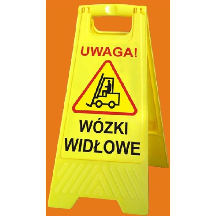 Tablica potykacz stojak UWAGA! WÓZKI WIDŁOWE