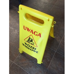 Tablica potykacz stojak UWAGA! WÓZKI WIDŁOWE