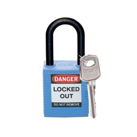Kłódka Lockout BRADY 813593, niebieska, z nylonowym kabłąkiem 38mm