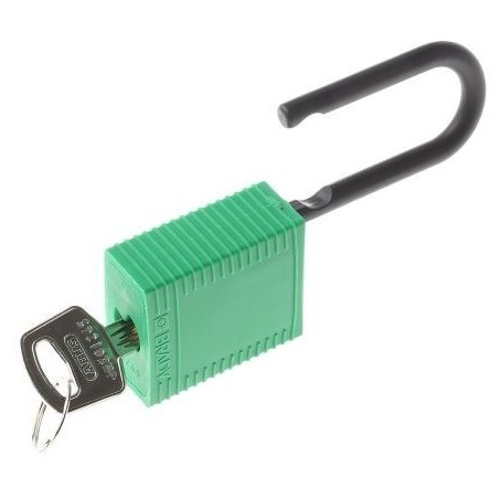 Kłódka Lockout BRADY 813597, zielona, z nylonowym kabłąkiem 38mm