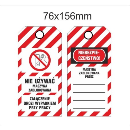 Przywieszka Tagout z zakutym oczkiem 75x155mm PL