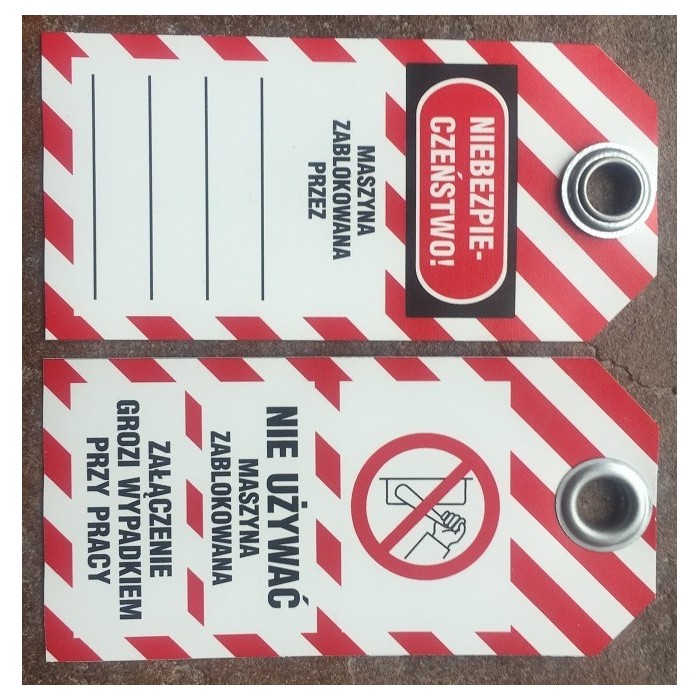 Przywieszka Tagout z zakutym oczkiem 75x155mm PL