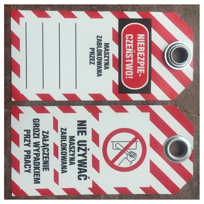 Przywieszka Tagout z zakutym oczkiem 75x155mm PL