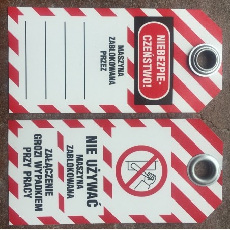 Przywieszka Tagout z zakutym oczkiem 75x155mm PL