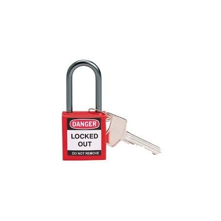 Kompaktowa kłódka lockout BRADY 814126, czerwona, z aluminiowym kabłąkiem 38mm