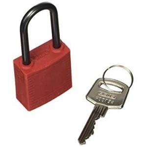 Kompaktowa kłódka lockout BRADY 814126, czerwona, z aluminiowym kabłąkiem 38mm