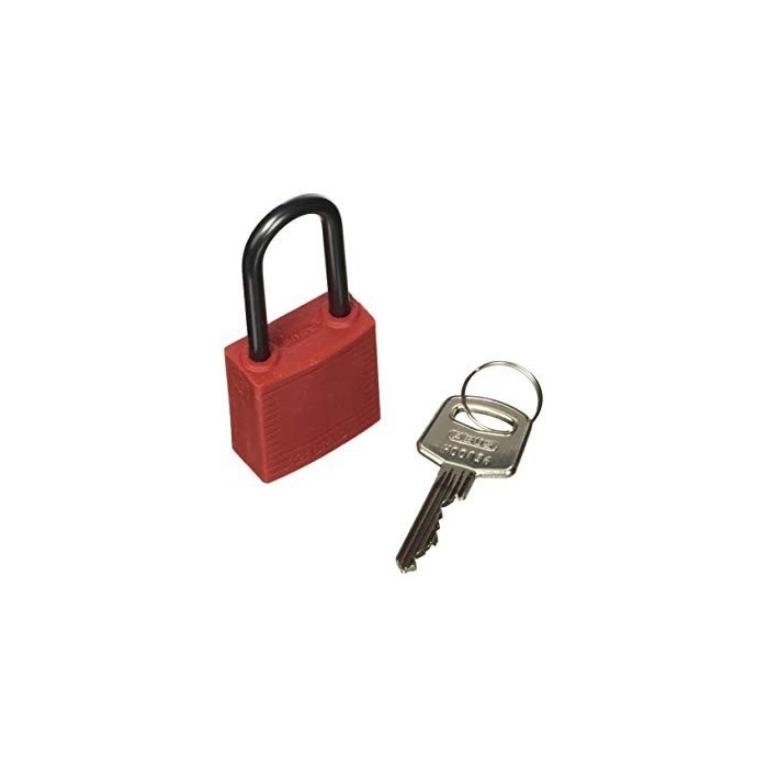 Kompaktowa kłódka lockout BRADY 814126, czerwona, z aluminiowym kabłąkiem 38mm