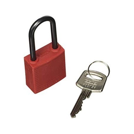 Kompaktowa kłódka lockout BRADY 814126, czerwona, z aluminiowym kabłąkiem 38mm