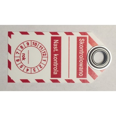 Zawieszka kontroli heavy-duty 50x100mm PL biało-czerwona "SKONTROLOWANO"