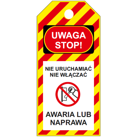Gorąca zawieszka LOTO (AWARIA / NAPRAWA) żółto-czerwona, 76x154mm