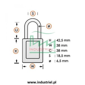 Kłódka Lockout BRADY 813596, żółta, z nylonowym kabłąkiem 38mm