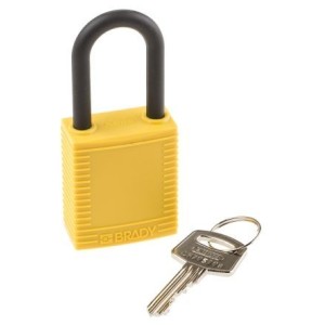 Kłódka Lockout BRADY 813596, żółta, z nylonowym kabłąkiem 38mm