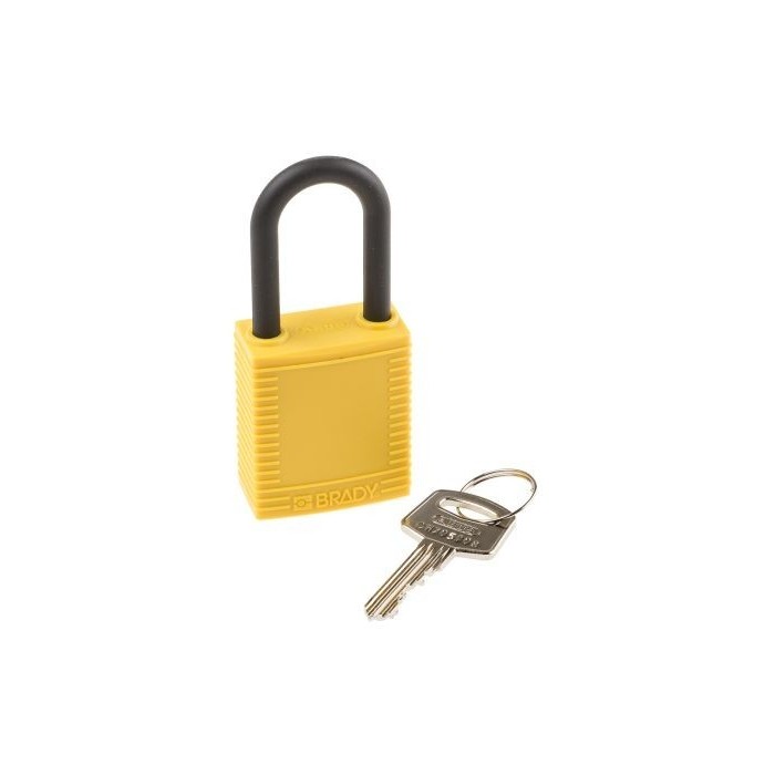 Kłódka Lockout BRADY 813596, żółta, z nylonowym kabłąkiem 38mm