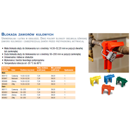 800111 Blokada zaworów kulowych PRINZING, duża, czerwona