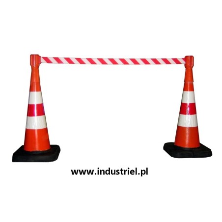 Zestaw wygrodzeniowy: 5 x pachołek 75cm + 5 x nakładka z taśmą 3,7m