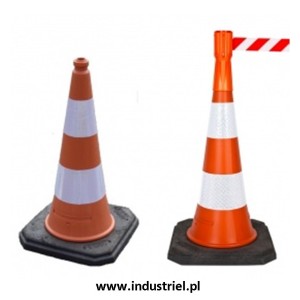 Zestaw wygrodzeniowy: 5 x pachołek 75cm + 5 x nakładka z taśmą 3,7m