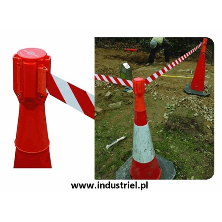 Zestaw wygrodzeniowy: 5 x pachołek 75cm + 5 x nakładka z taśmą 3,7m