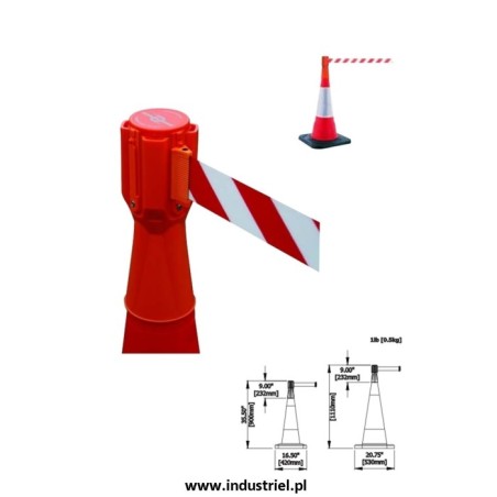 Zestaw wygrodzeniowy: 5 x pachołek 75cm + 5 x nakładka z taśmą 3,7m