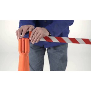 Zestaw wygrodzeniowy: 5 x pachołek 75cm + 5 x nakładka z taśmą 3,7m