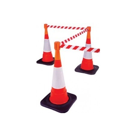 Zestaw wygrodzeniowy: 5 x pachołek 75cm + 5 x nakładka z taśmą 3,7m
