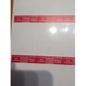 Etykiety samolaminujące na kable - do oznaczania daty następnego przeglądu, duże: 35x54mm