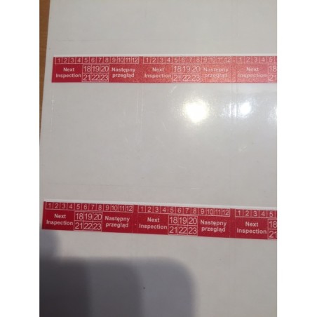 Etykiety samolaminujące na kable - do oznaczania daty następnego przeglądu, duże: 35x54mm