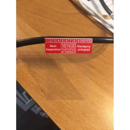Etykiety samolaminujące na kable - do oznaczania daty następnego przeglądu, duże: 35x54mm