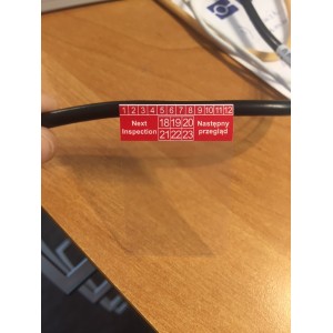 Etykiety samolaminujące na kable - do oznaczania daty następnego przeglądu, lata 20-25, małe: 35x34mm