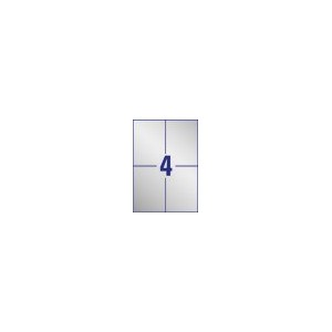 Etykiety znamionowe srebrne Avery Zweckform, A4, 20 ark./op., 105 x 148 mm, poliestrowe