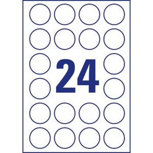 Etykiety zabezpieczające - plomby Avery Zweckform, A4, 20 ark./op., Ø40 mm, białe, poliestrowe
